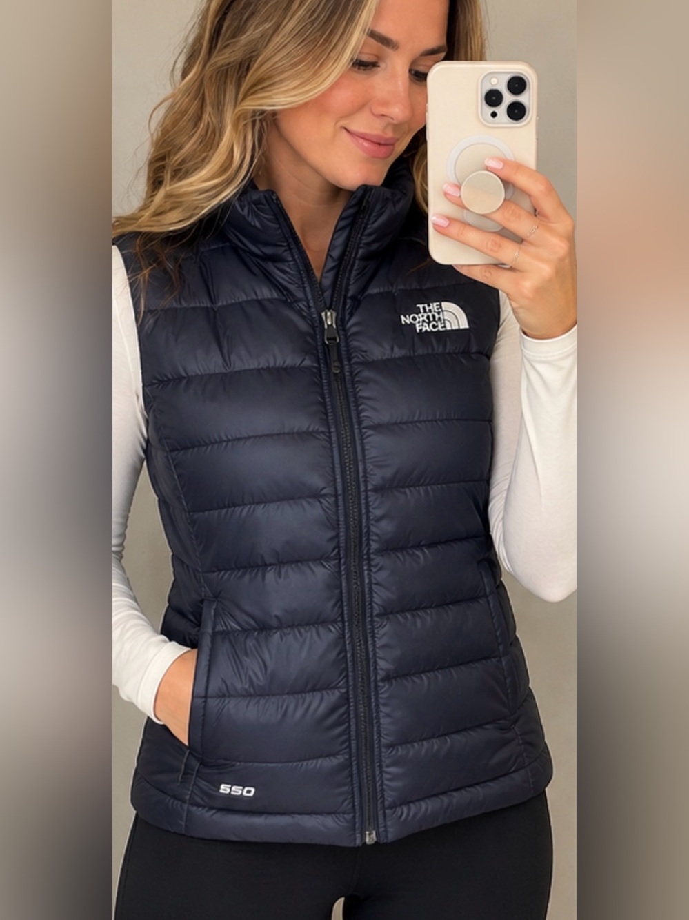 The North Face Aconcagua 550 Down Puffer Vest Womens XL Navy Blue Quilted